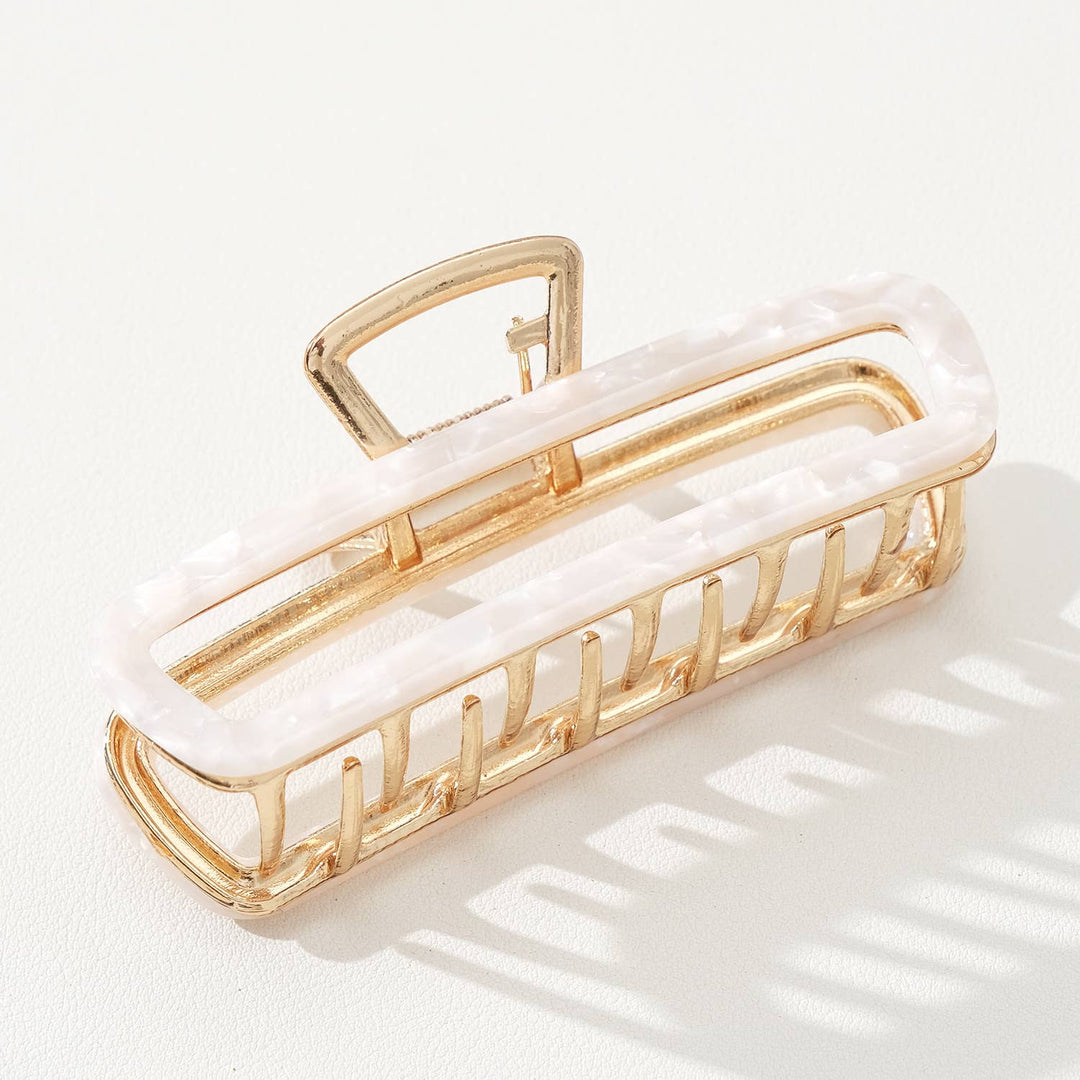 Adorro Harlow Large Rectangle Metal Claw Clip - Capri by Sunset & Co.