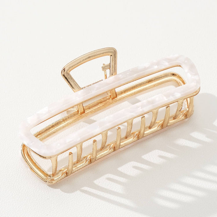 Adorro Harlow Large Rectangle Metal Claw Clip - Capri by Sunset & Co.