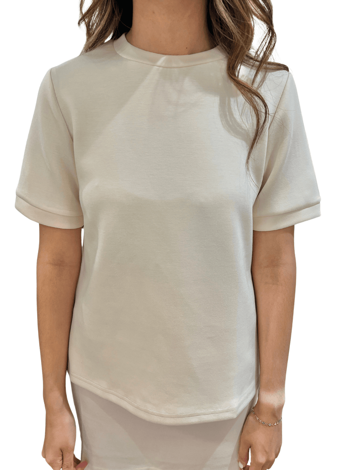 P. Cill Round Neck Short Sleeve Tee - Capri by Sunset & Co.