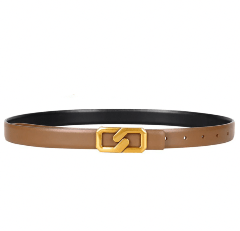 Accessory Concierge Gold Link Belt - Brown & Black - Capri by Sunset & Co.