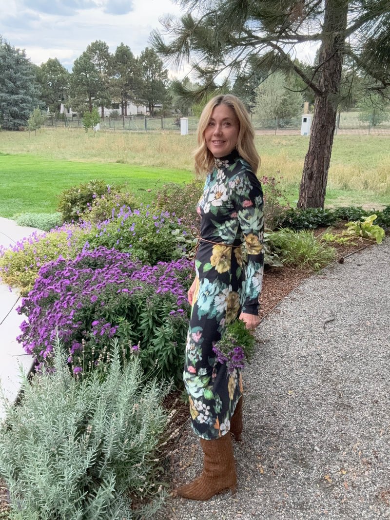 Never A Wallflower Knit Turtleneck Dress - Capri by Sunset & Co.