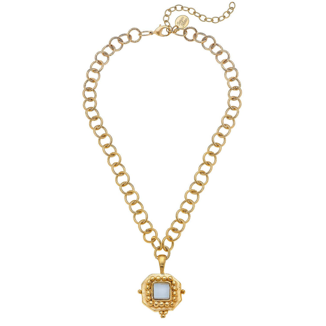 Susan Shaw Square White French Glass Necklace - Capri by Sunset & Co.