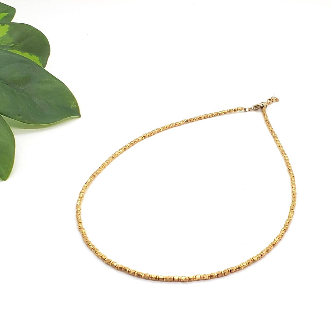 Brass Beaded Short Layering Necklace