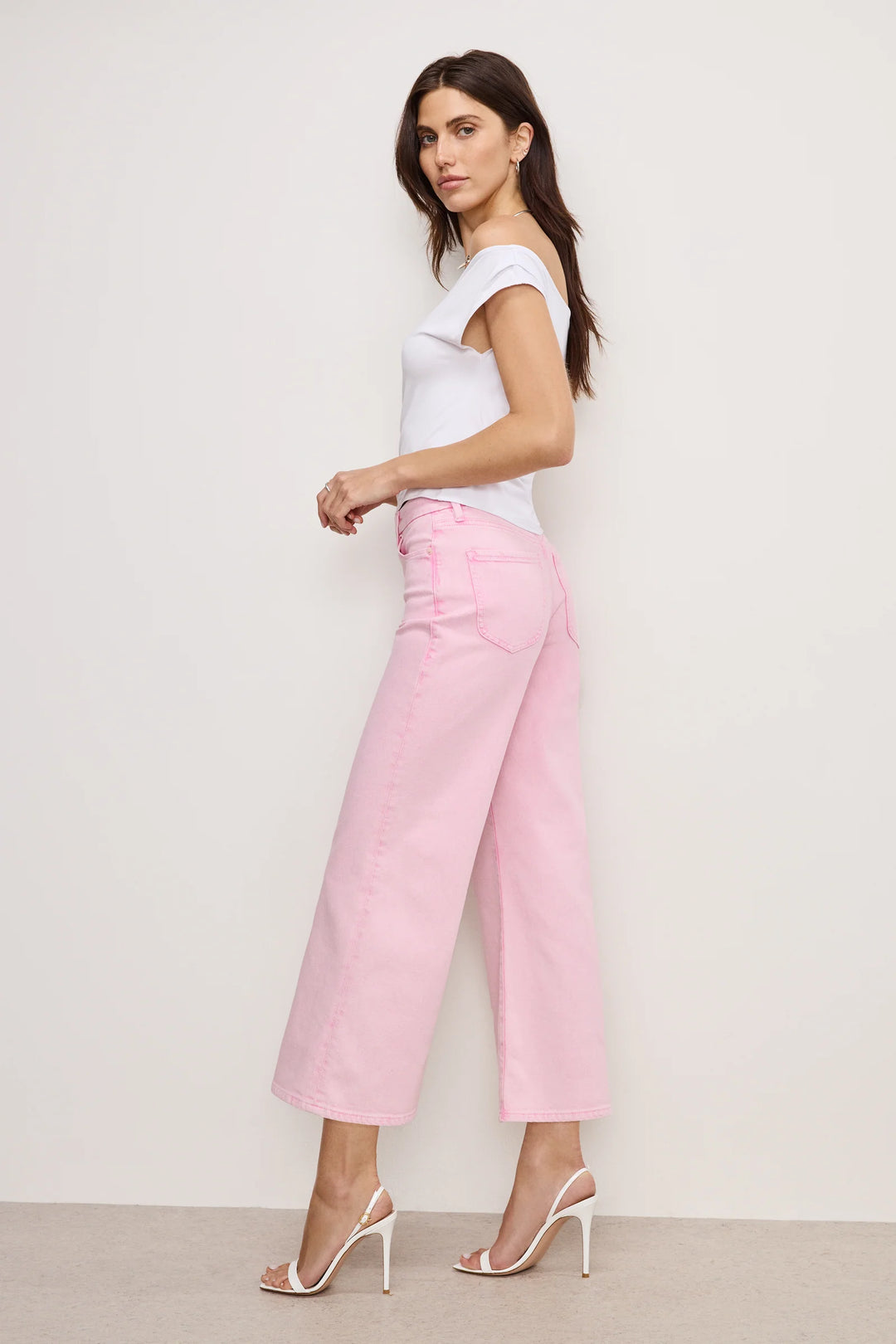 Good American Good Waist Cropped Palazzo Jeans - Capri by Sunset & Co.