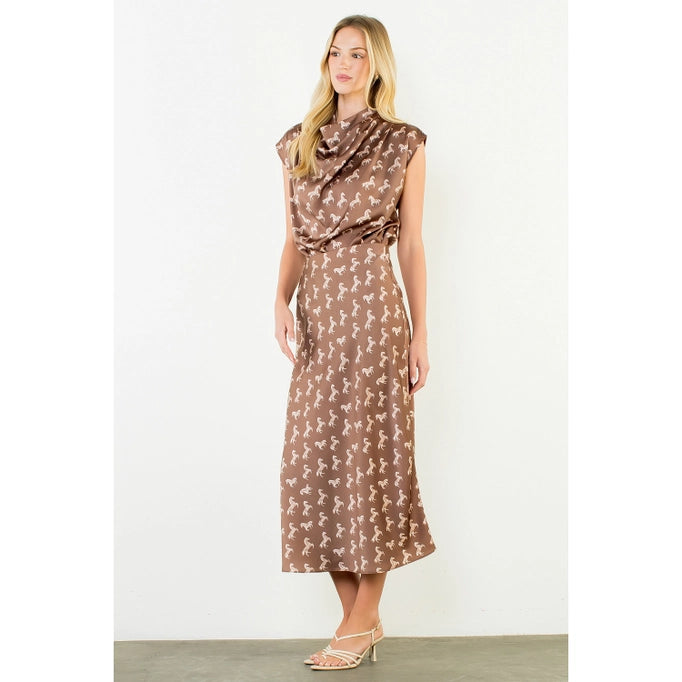 THML Satin High Neck Horse Top