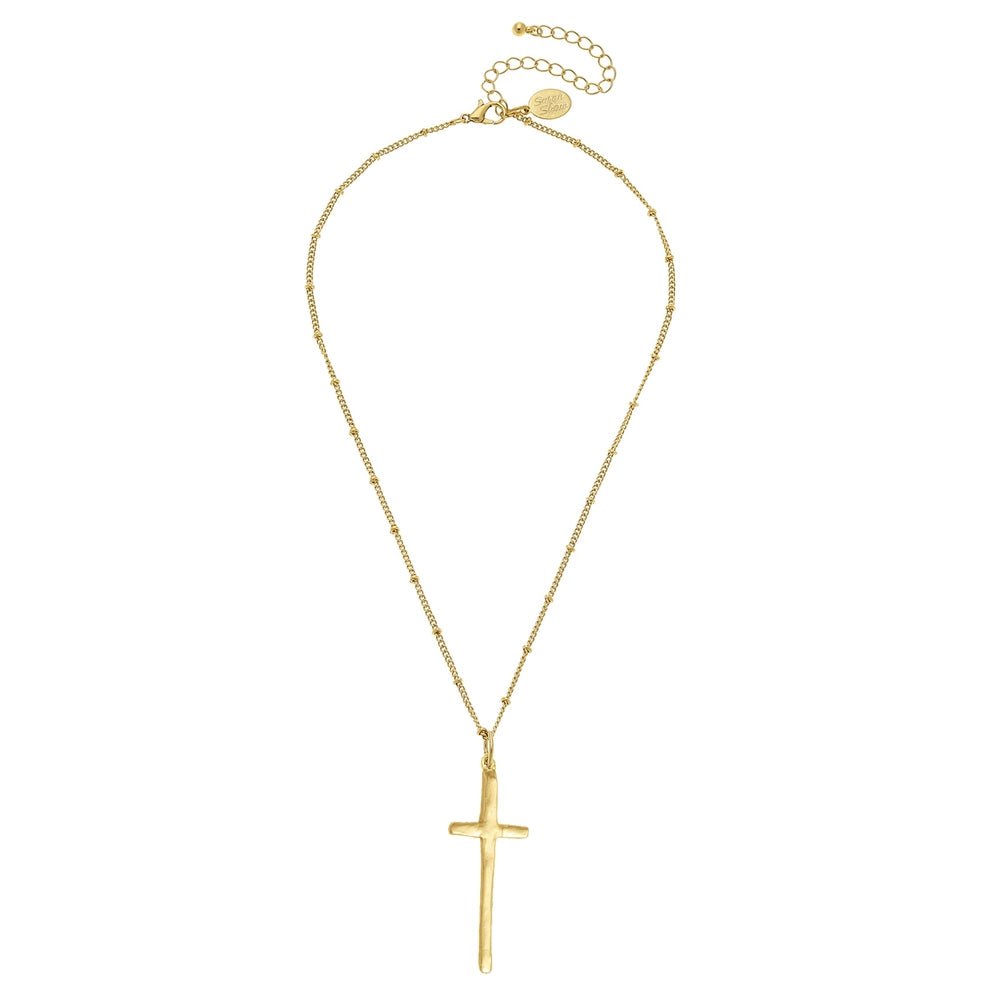 Susan Shaw Dainty Elongated Cross Necklace - Capri by Sunset & Co.