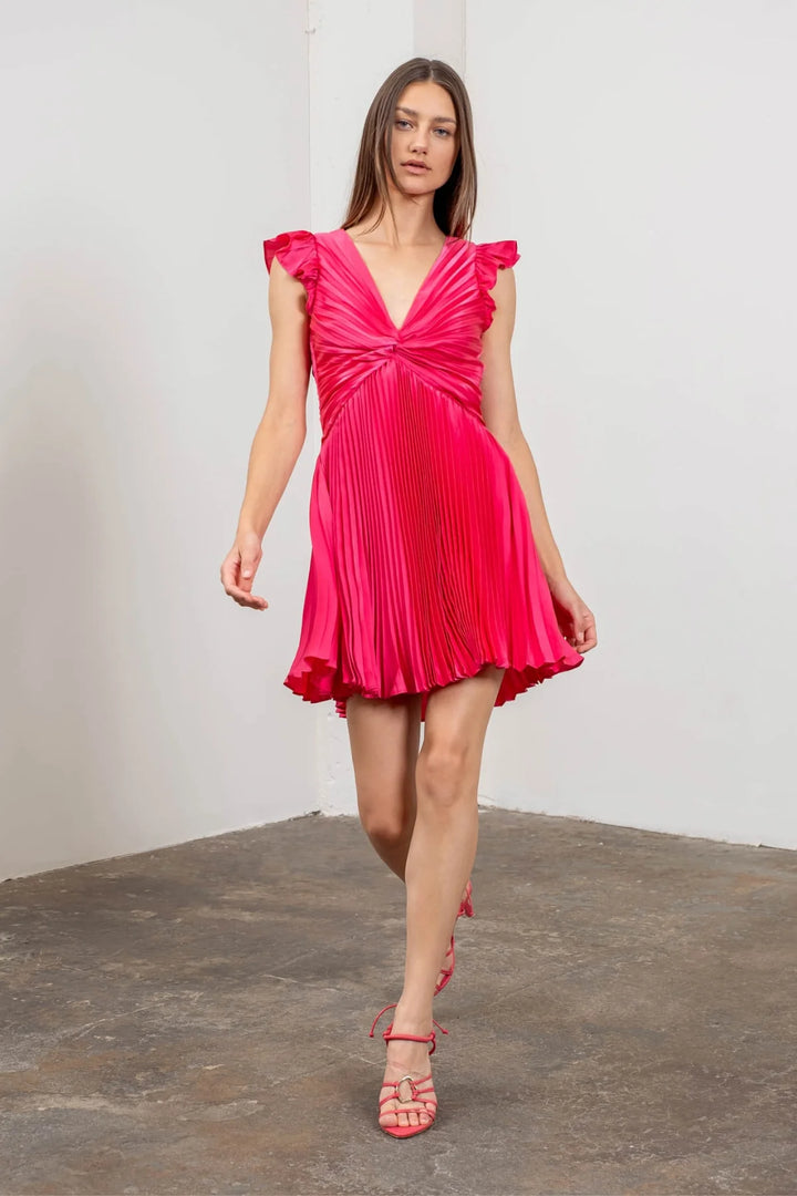 Moon River Pleated Mini Dress