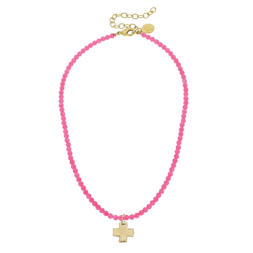 Susan Shaw Gold Cross Beaded Necklace - Capri by Sunset & Co.