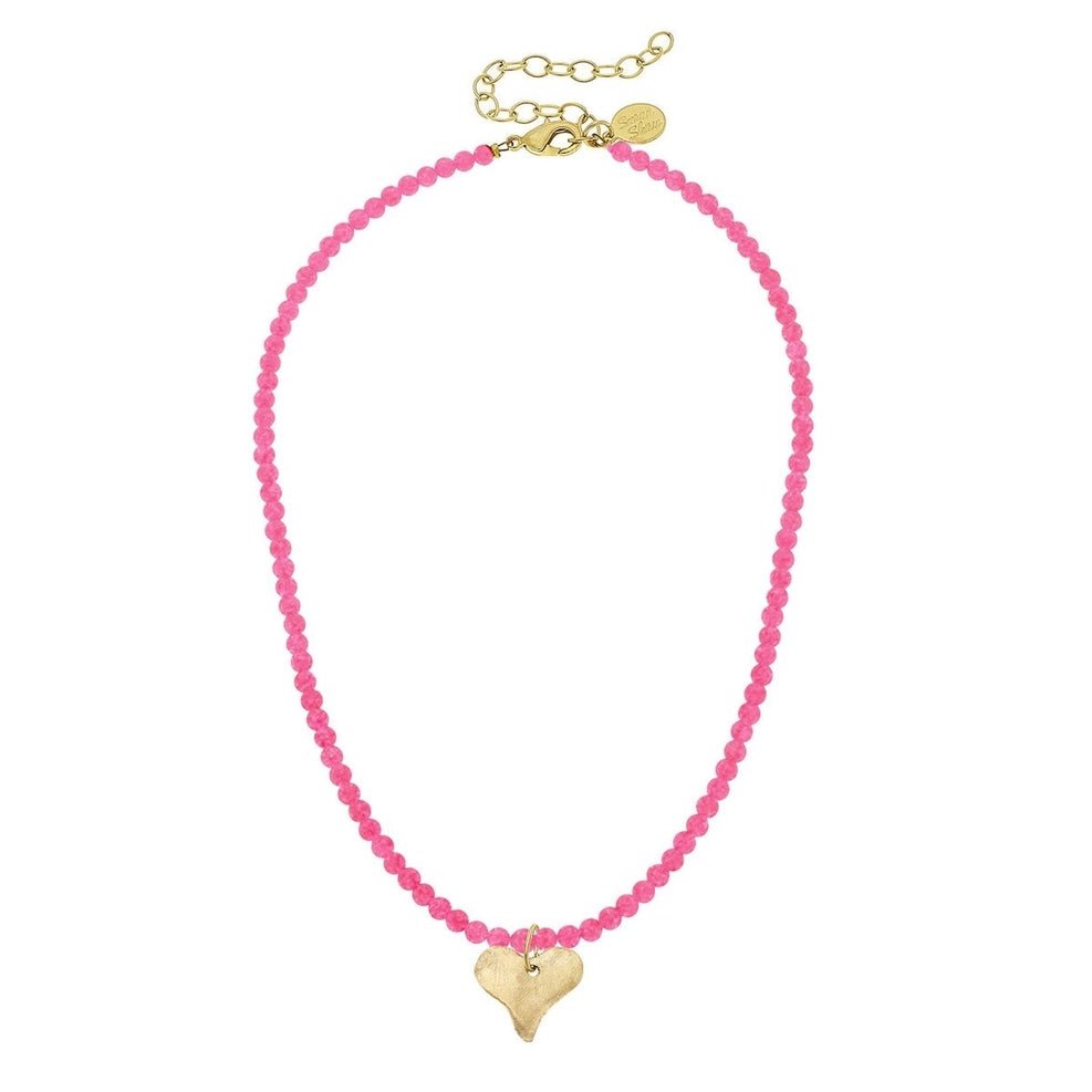 Susan Shaw Gold Heart Beaded Necklace - Capri by Sunset & Co.