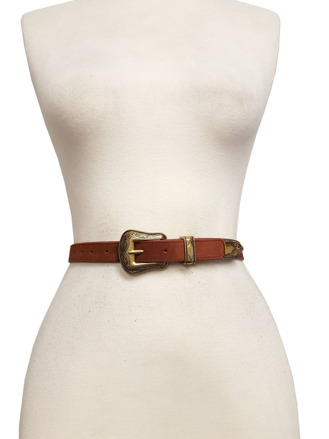 Axesoria West Western Buckle Suede Leather Belt - Capri by Sunset & Co.