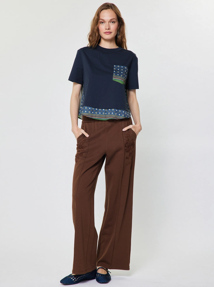 Current Air Cropped Scarf Print Back T-Shirt