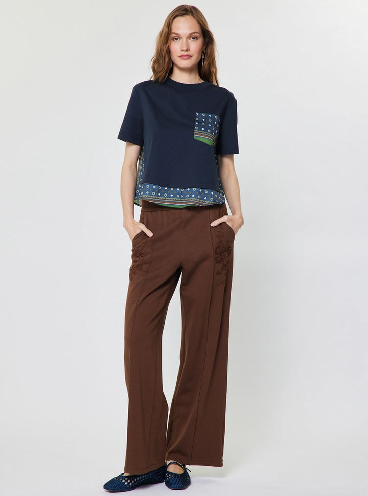 Current Air Cropped Scarf Print Back T-Shirt