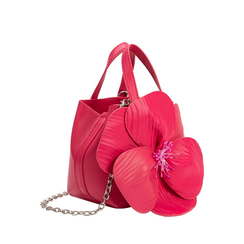 Melie Bianco Monroe Flower Vegan Leather Top Handle Bag - Capri by Sunset & Co.