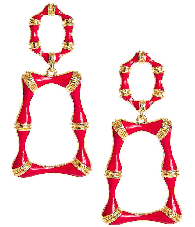 Jordan Enamel Bamboo Earring - Red