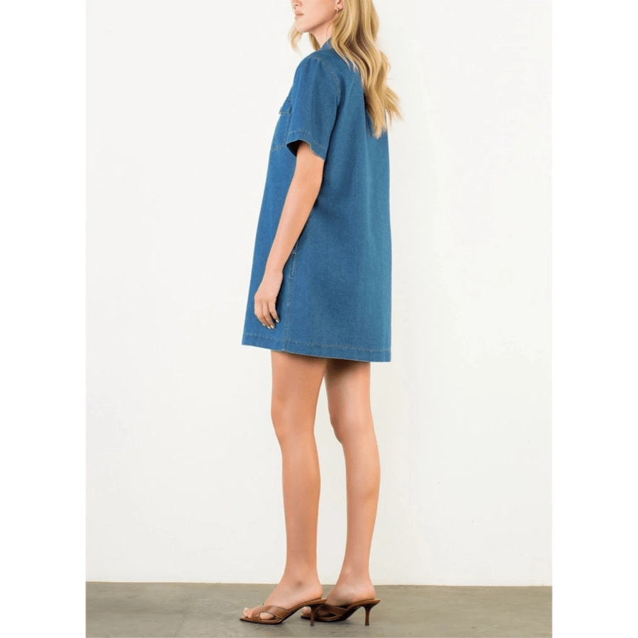 THML Short Sleeve Denim Dress - Capri by Sunset & Co.