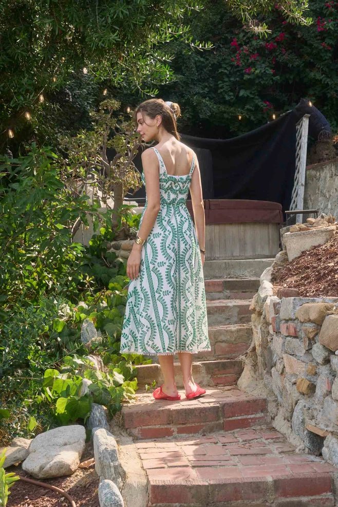 Moon River Embroidered Pattern Sleeveless Midi Dress - Capri by Sunset & Co.