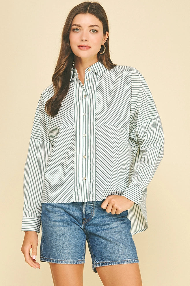 Pinch Striped Button Down Shirt