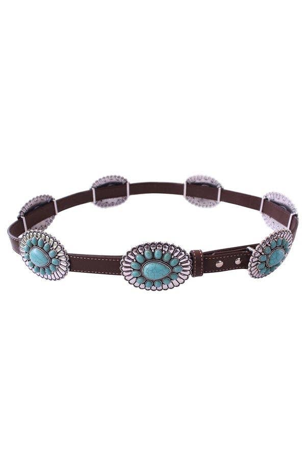 Western Concho Leather Belt