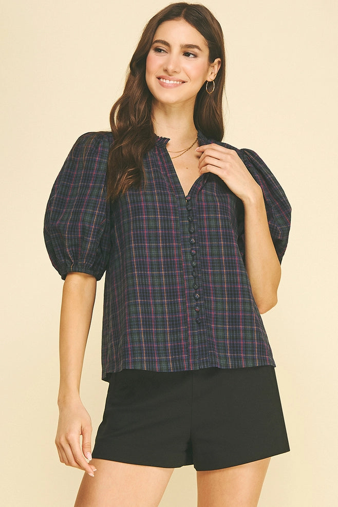 Pinch Floral V - Neck Blouse