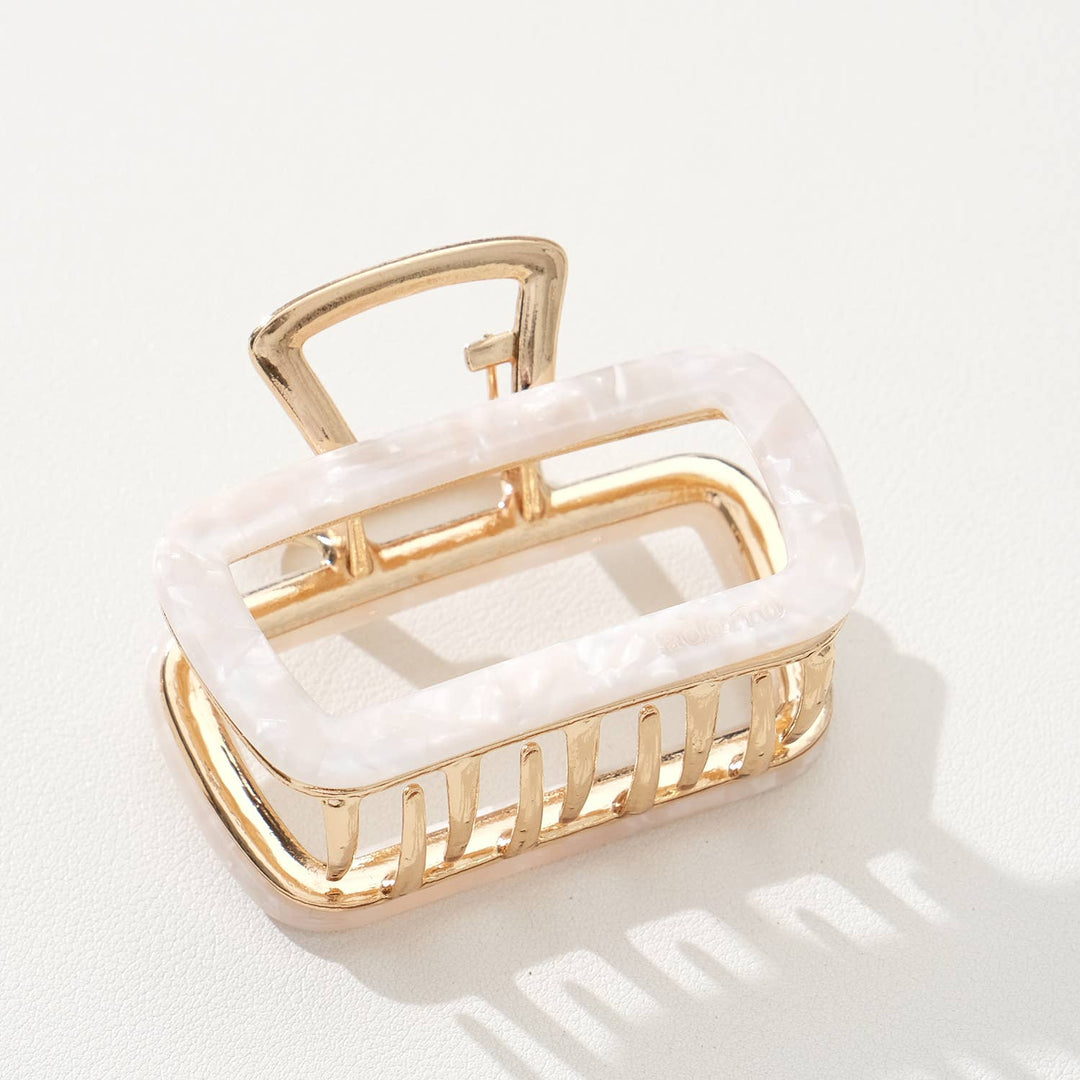 Adorro Harlow Medium Rectangle Metal Claw Clip - Capri by Sunset & Co.