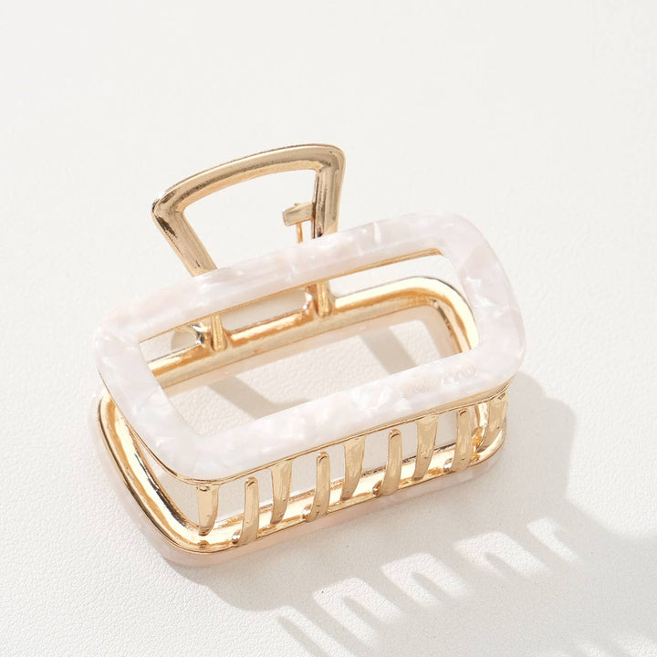 Adorro Harlow Medium Rectangle Metal Claw Clip - Capri by Sunset & Co.
