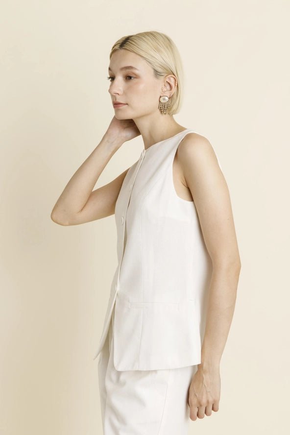 Aureum Sleeveless Linen Vest - Capri by Sunset & Co.