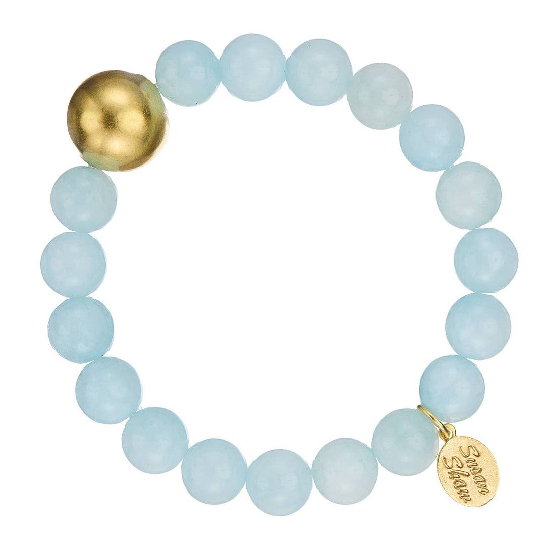 Susan Shaw Light Blue Jade Stretch Bracelet - Capri by Sunset & Co.