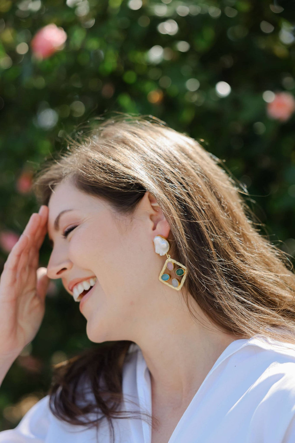 Allie Beads Blair Gemstone + Pearl Earrings - Capri by Sunset & Co.