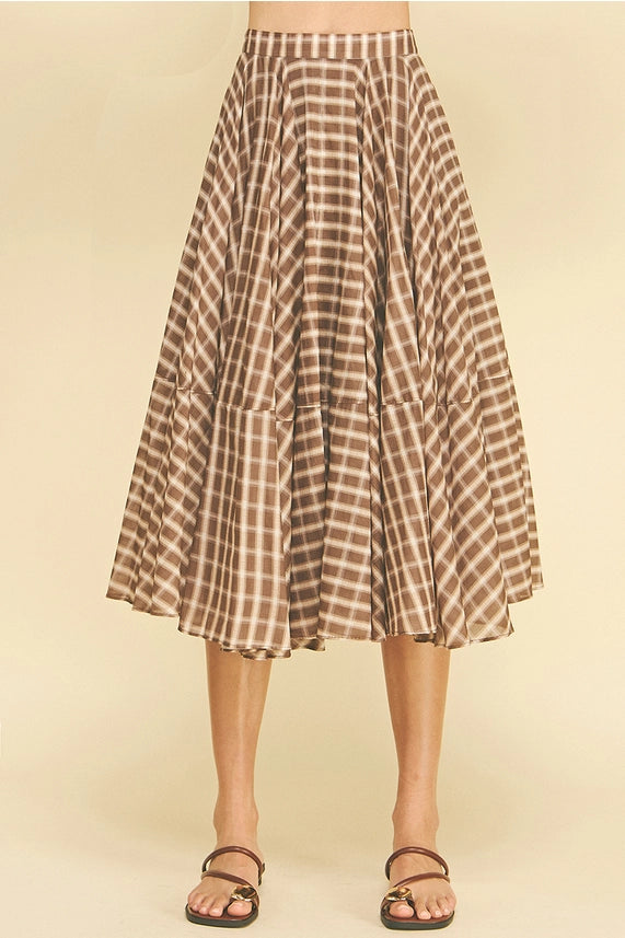 Pinch Plaid Midi Skirt