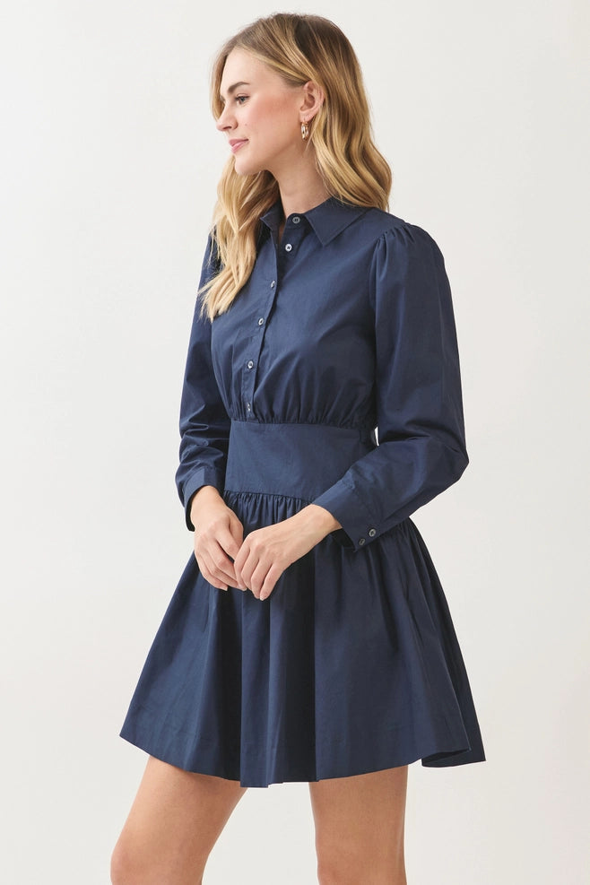 Pinch Button Down Mini Dress