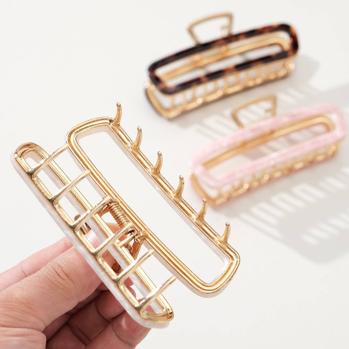 Adorro Harlow Large Rectangle Metal Claw Clip - Capri by Sunset & Co.