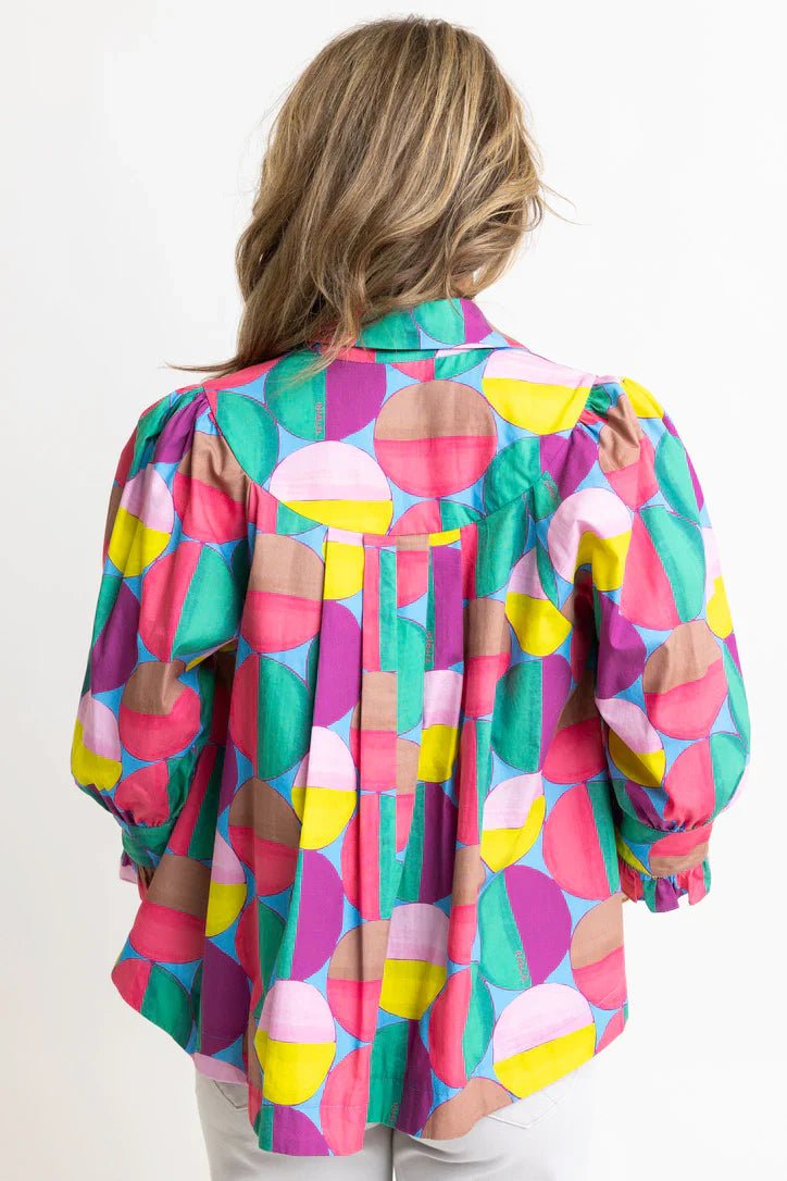 Karlie Modern Pop Button Up Top - Capri by Sunset & Co.
