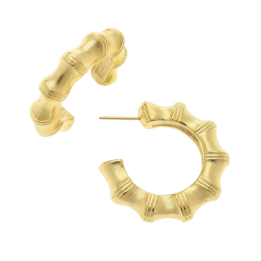 Susan Shaw Small Gold Bamboo Hoop Earrings - Capri by Sunset & Co.