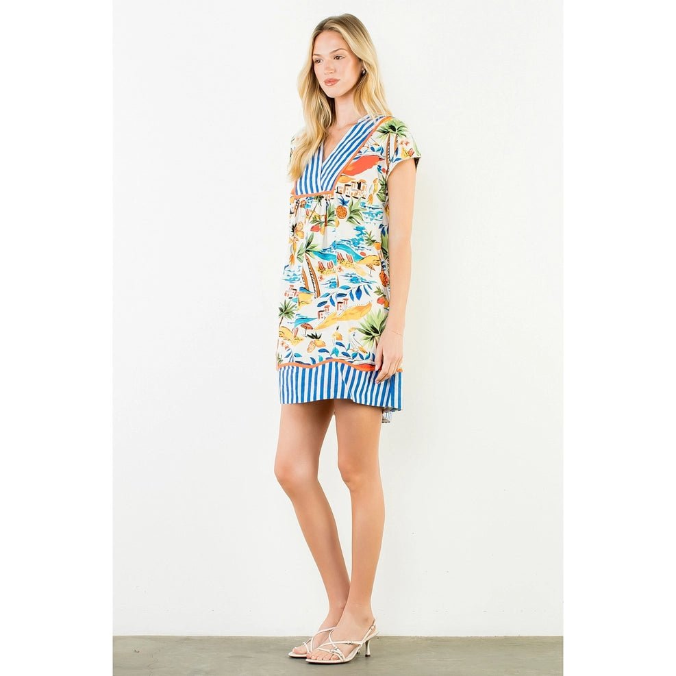 Short Sleeve Tropical Dress - Capri by Sunset & Co.