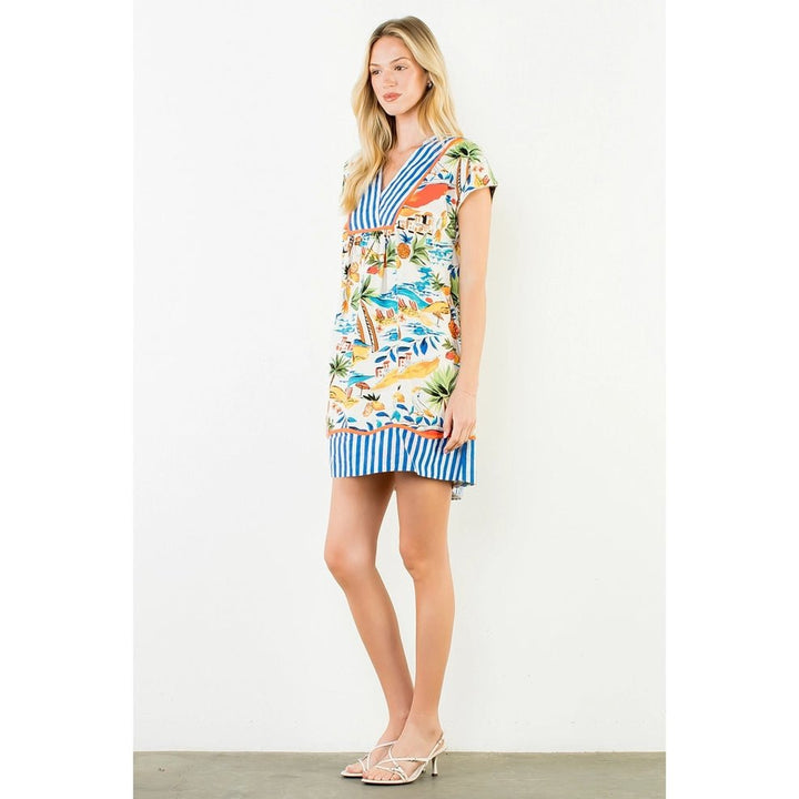 Short Sleeve Tropical Dress - Capri by Sunset & Co.