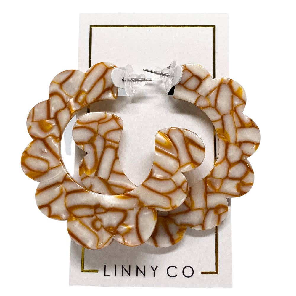 Linny Co Margo Scalloped Hoop Earrings - Desert Sand - Capri by Sunset & Co.