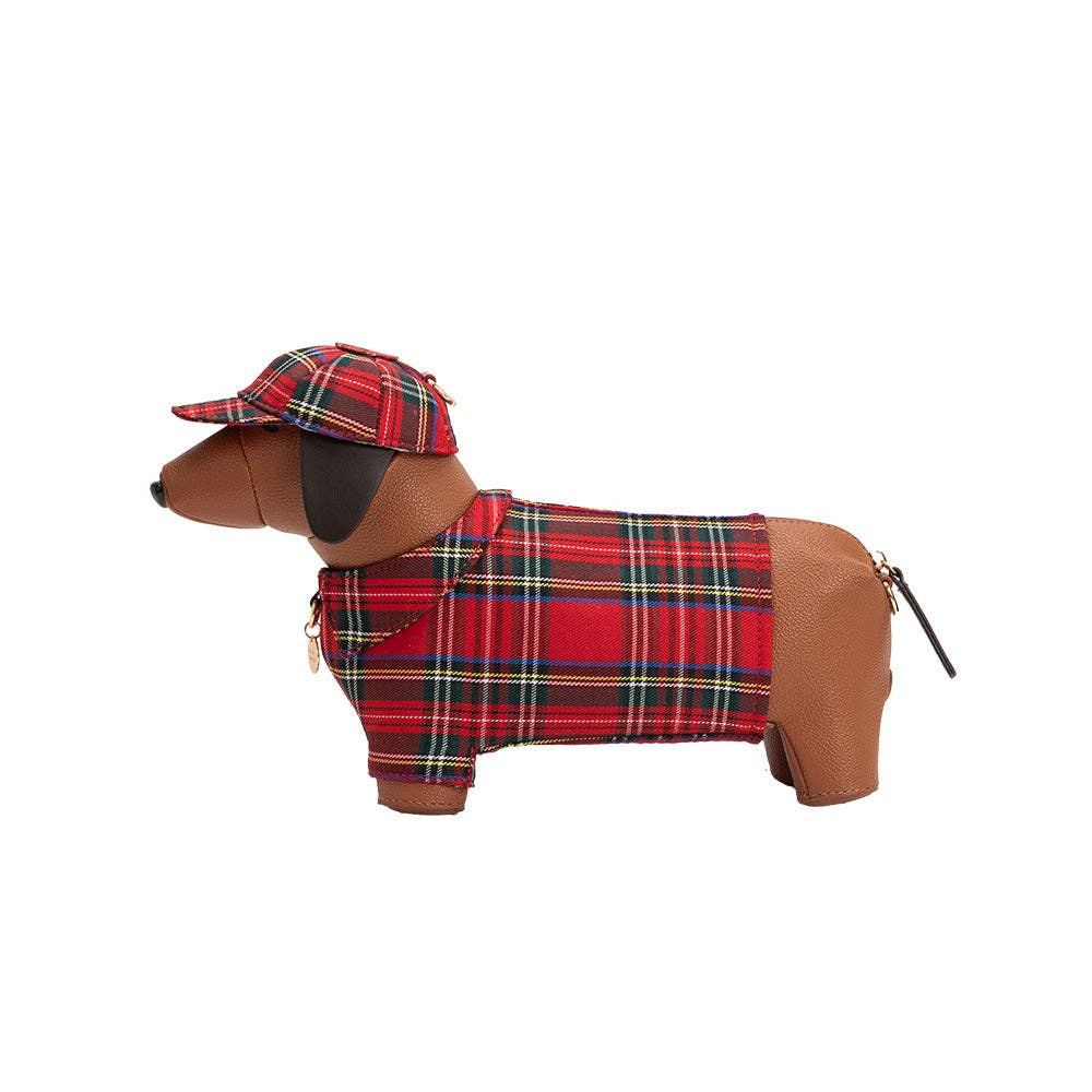Melie Bianco Dog Plaid Vegan Leather Crossbody Bag