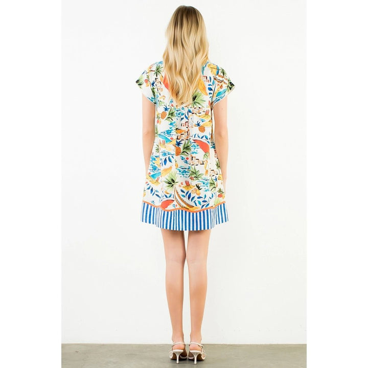 Short Sleeve Tropical Dress - Capri by Sunset & Co.