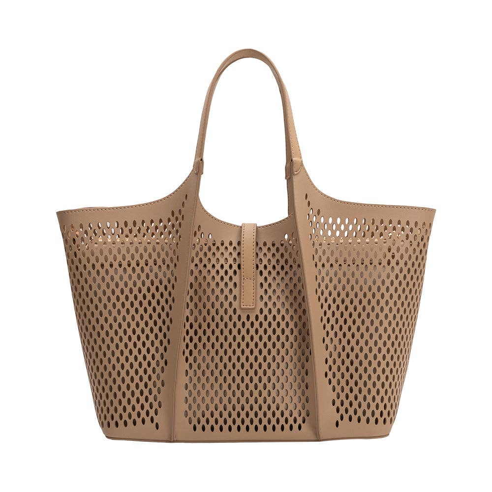 Melie Bianco Malia Laser Cut Vegan Leather Tote Bag - Capri by Sunset & Co.