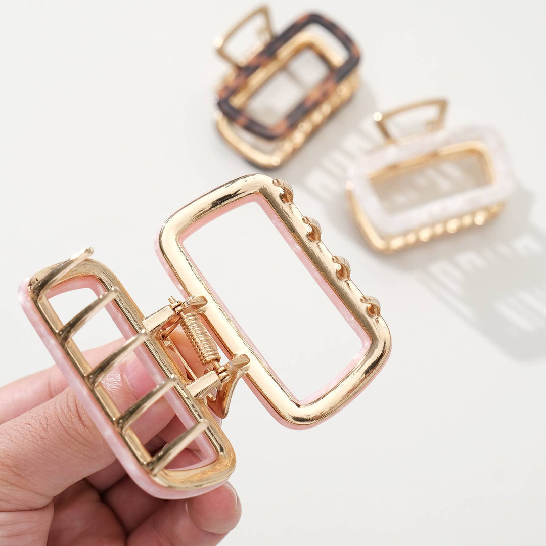 Adorro Harlow Medium Rectangle Metal Claw Clip - Capri by Sunset & Co.