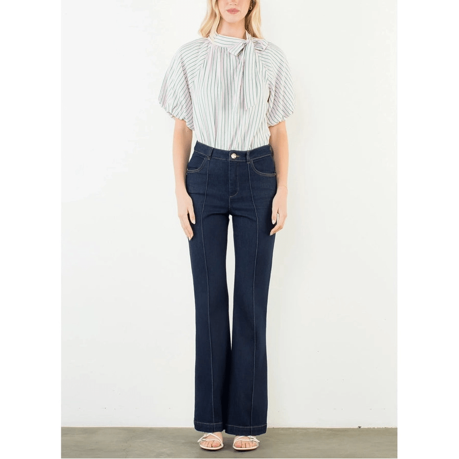 Puff Sleeve Stripe Top - Capri by Sunset & Co.