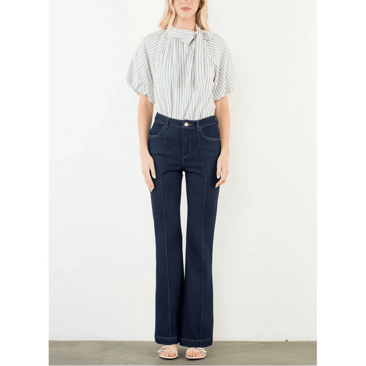 Puff Sleeve Stripe Top - Capri by Sunset & Co.