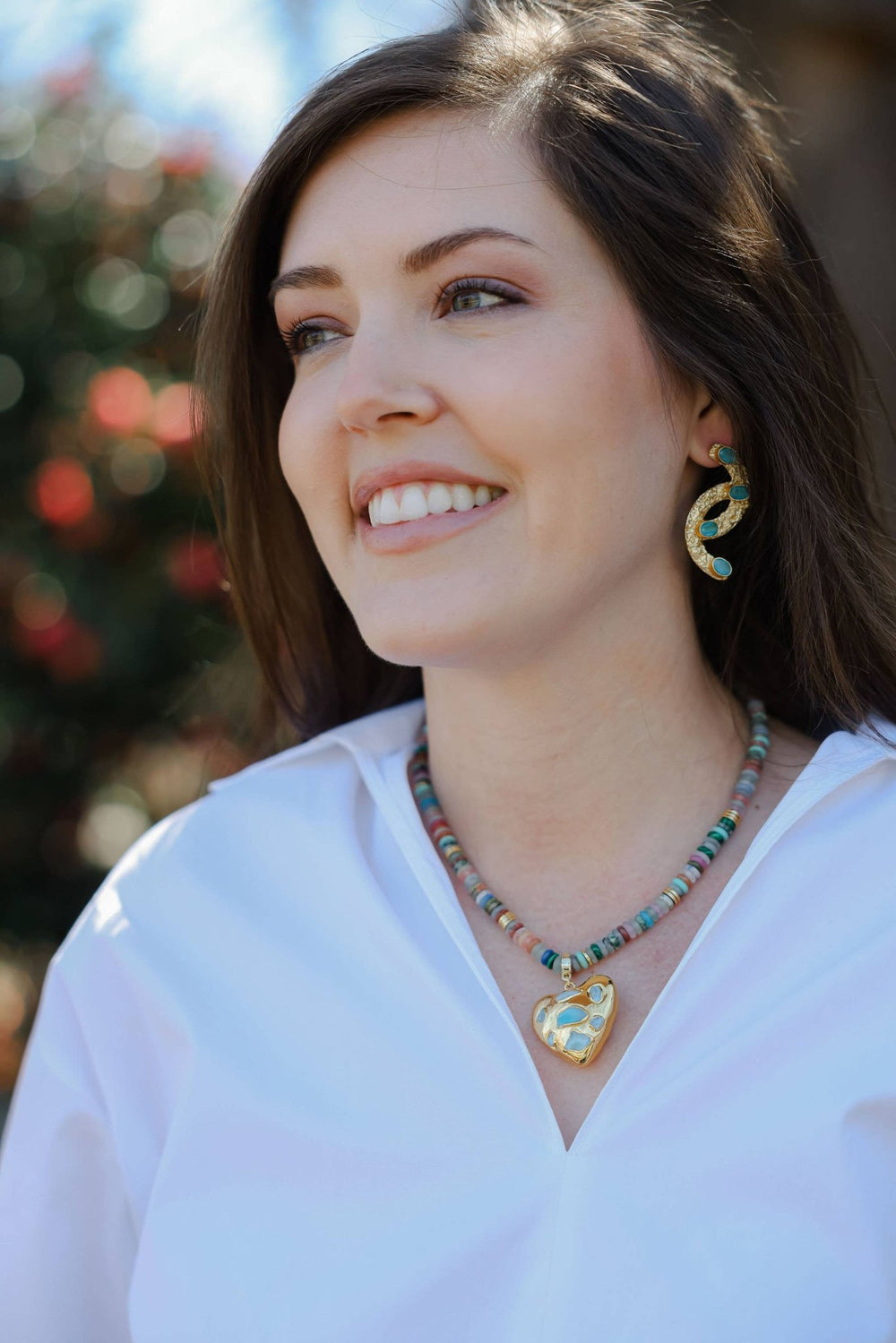 Allie Beads Multi Beaded + Heart Pendant Necklace - Capri by Sunset & Co.