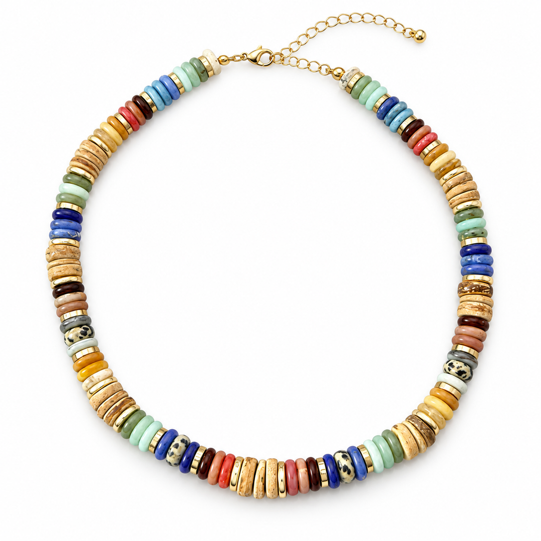 Gemstone Heishi Beaded Necklace