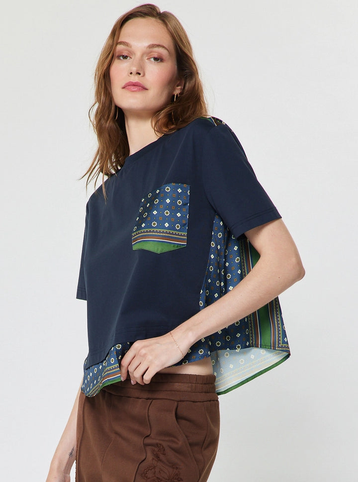 Current Air Cropped Scarf Print Back T-Shirt