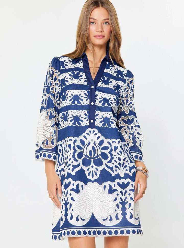 Current Air Lace Embroidered Mini Dress - Capri by Sunset & Co.