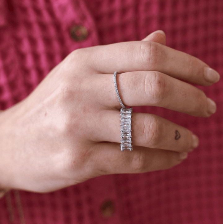 Nikki Smith Designs Waterproof Silver Crystal Ring - Capri by Sunset & Co.