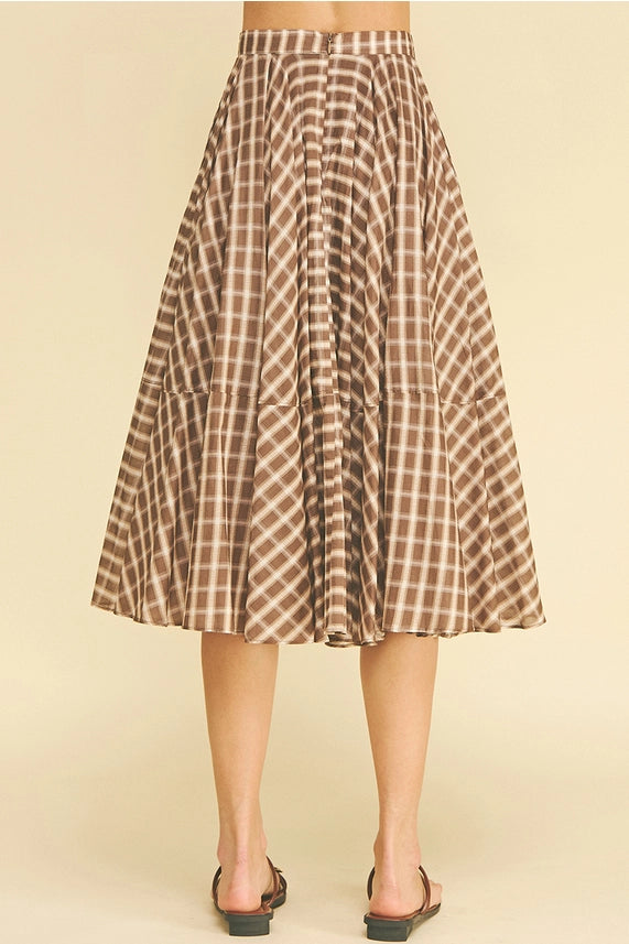 Pinch Plaid Midi Skirt