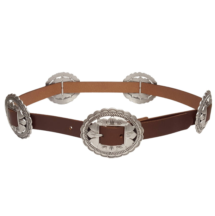 Oval Floral Concho Suede Belt