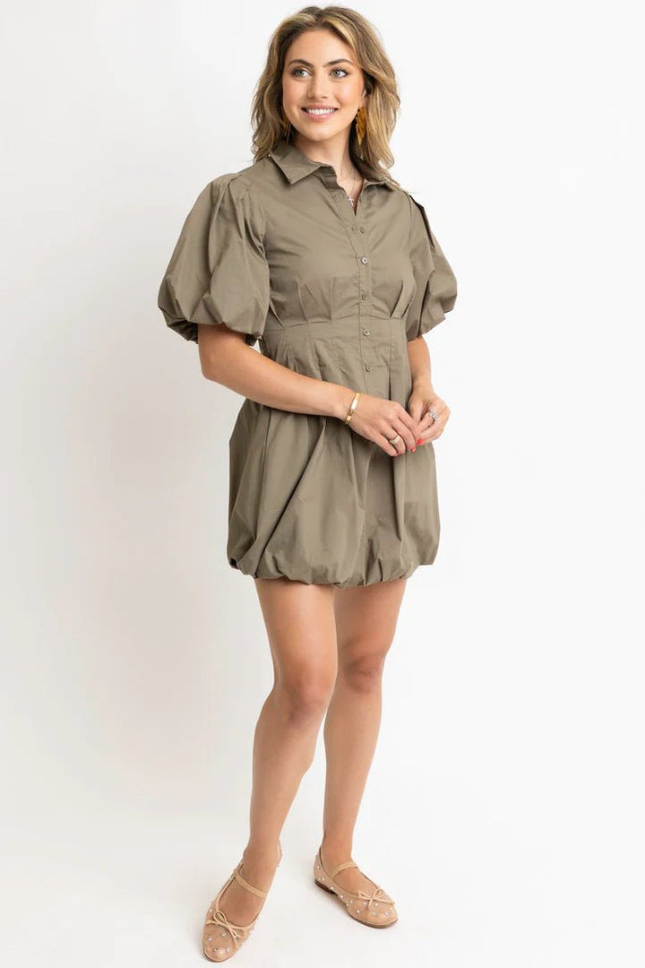 Karlie Pleat Bubble Hem Shirt Dress - Capri by Sunset & Co.